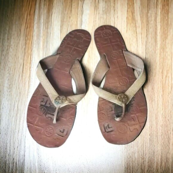 Tory Burch Resortwear Coconut Girl Thora Leather Sandals - Picture 1 of 2